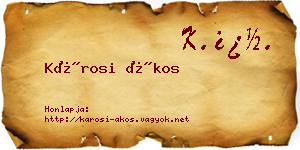 Károsi Ákos névjegykártya